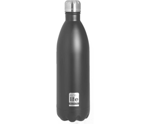 Ecolife Θερμός Ανοξείδωτο Μπουκάλι  1lt  Black / Μαύρο
