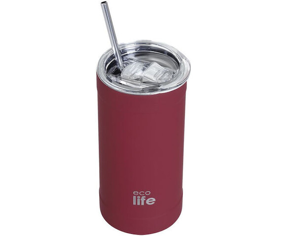 Ecolife  Κούπα Θερμός Ανοξείδωτο BPA Free 500ml Chili Pepper με Καλαμάκι