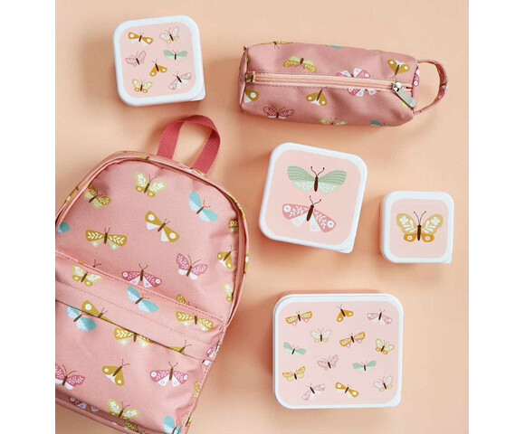 A little lovely company Σετ 4 δοχεία φαγητού Lunch & Snack Box Butterflies