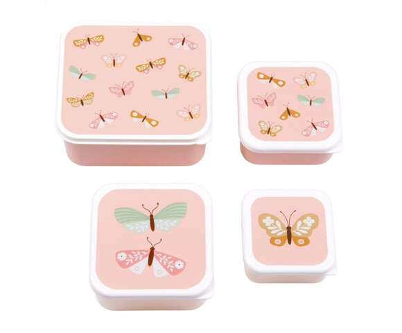 A little lovely company Σετ 4 δοχεία φαγητού Lunch & Snack Box Butterflies