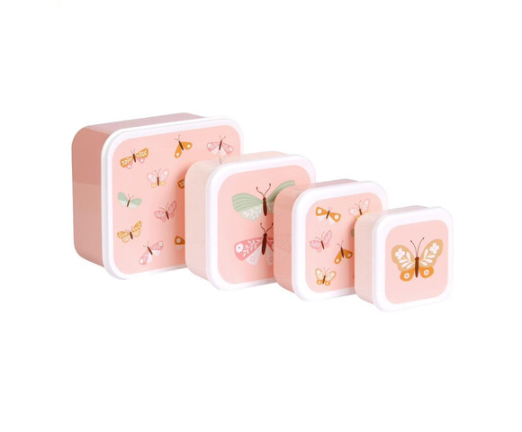 A little lovely company Σετ 4 δοχεία φαγητού Lunch & Snack Box Butterflies