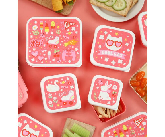 A little lovely company Σετ 4 δοχεία φαγητού Lunch & Snack Box  Fun