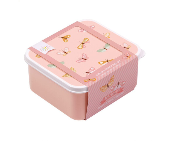 A little lovely company Σετ 4 δοχεία φαγητού Lunch & Snack Box Butterflies