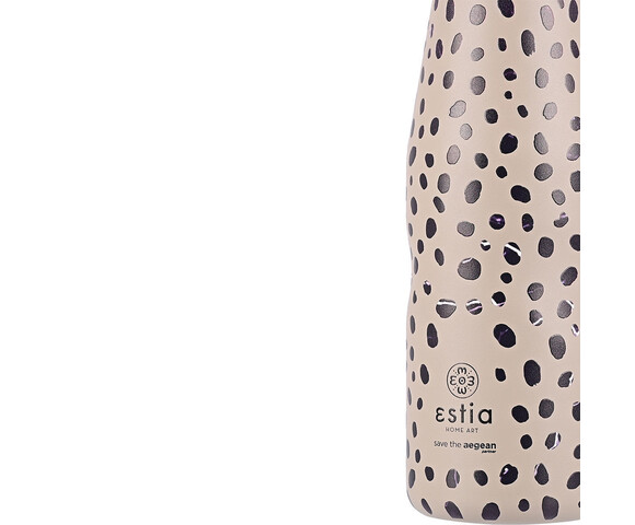 Estia Travel Flask Ανακυκλώσιμο Μπουκάλι Θερμός Ανοξείδωτο BPA Free 500ml Leopard Taupe 01-16630