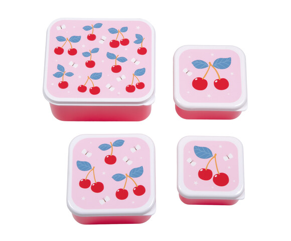 A little lovely company Σετ 4 δοχεία φαγητού Lunch & Snack Box Cherries