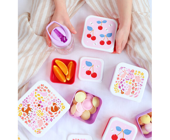 A little lovely company Σετ 4 δοχεία φαγητού Lunch & Snack Box Cherries