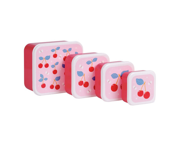 A little lovely company Σετ 4 δοχεία φαγητού Lunch & Snack Box Cherries