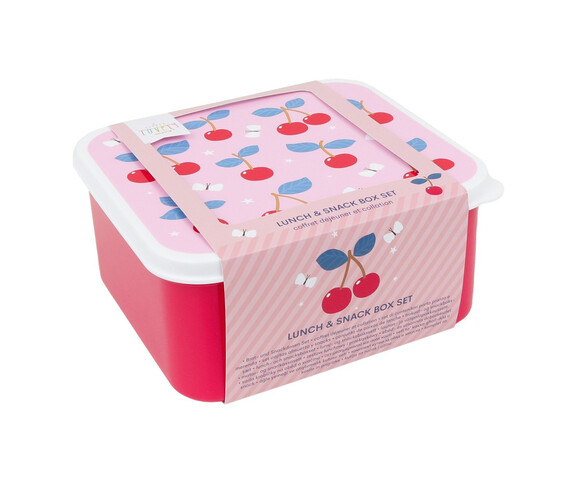 A little lovely company Σετ 4 δοχεία φαγητού Lunch & Snack Box Cherries
