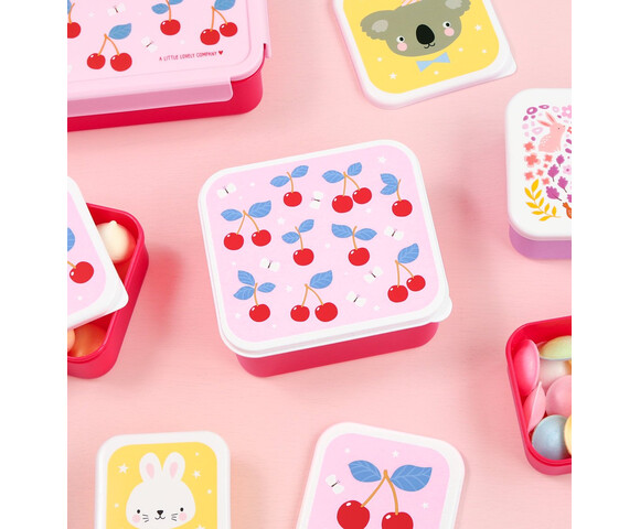 A little lovely company Σετ 4 δοχεία φαγητού Lunch & Snack Box Cherries