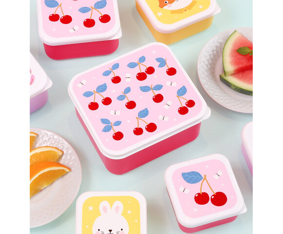 A little lovely company Σετ 4 δοχεία φαγητού Lunch & Snack Box Cherries