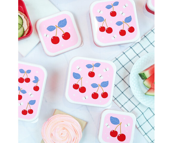 A little lovely company Σετ 4 δοχεία φαγητού Lunch & Snack Box Cherries