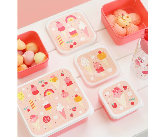 A little lovely company Σετ 4 δοχεία φαγητού Lunch & Snack Box  Ice-cream