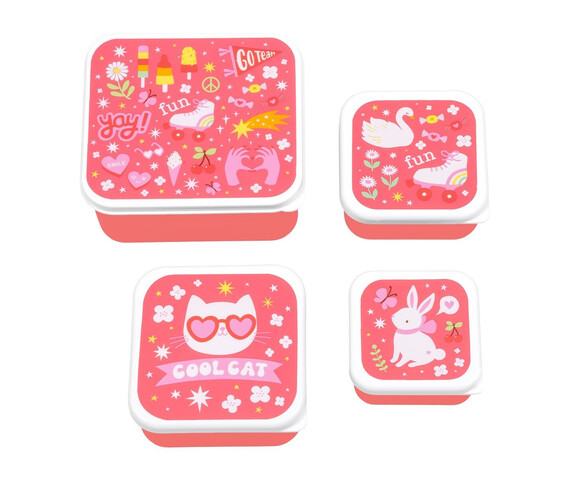 A little lovely company Σετ 4 δοχεία φαγητού Lunch & Snack Box  Fun