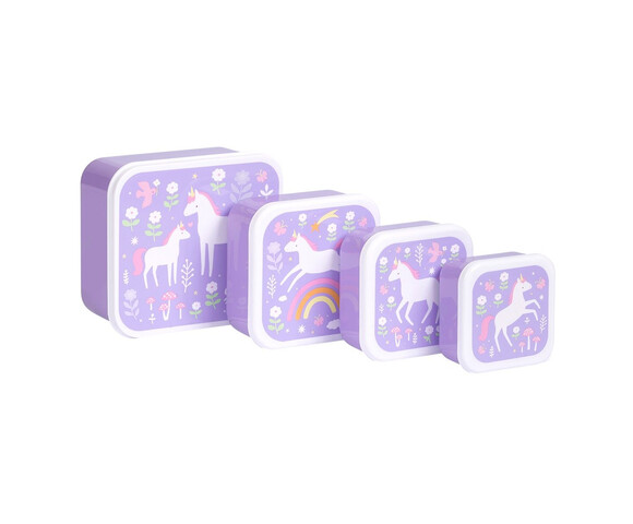 A little lovely company Σετ 4 δοχεία φαγητού Lunch & Snack Box  Unicorn Dreams
