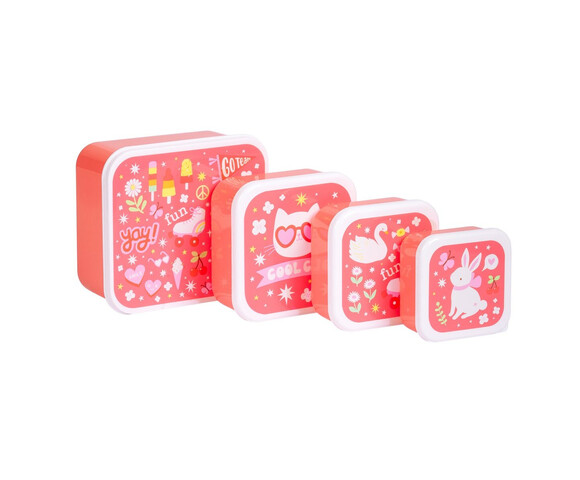 A little lovely company Σετ 4 δοχεία φαγητού Lunch & Snack Box  Fun