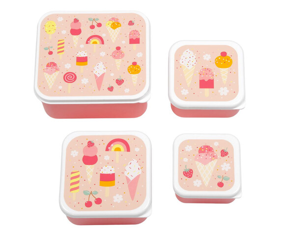 A little lovely company Σετ 4 δοχεία φαγητού Lunch & Snack Box  Ice-cream