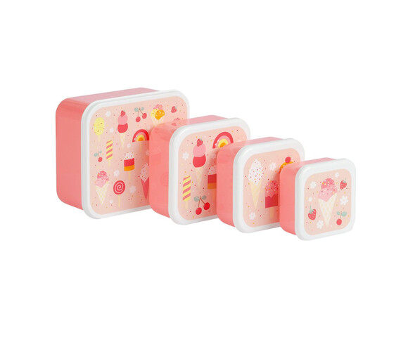 A little lovely company Σετ 4 δοχεία φαγητού Lunch & Snack Box  Ice-cream