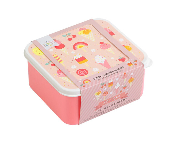A little lovely company Σετ 4 δοχεία φαγητού Lunch & Snack Box  Ice-cream