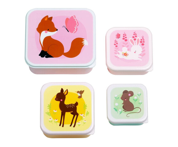 A little lovely company Σετ 4 δοχεία φαγητού Lunch & Snack Box "Forest Friends"