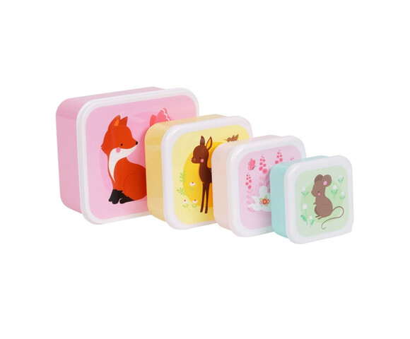A little lovely company Σετ 4 δοχεία φαγητού Lunch & Snack Box "Forest Friends"