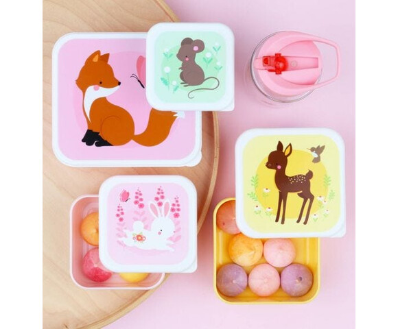 A little lovely company Σετ 4 δοχεία φαγητού Lunch & Snack Box "Forest Friends"