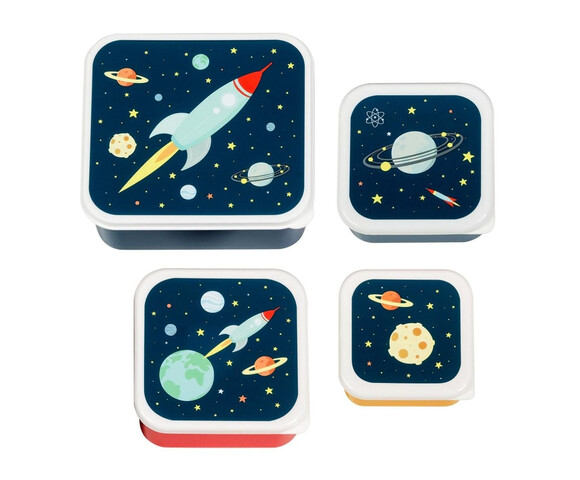 A little lovely company Σετ 4 δοχεία φαγητού Lunch & Snack Box Space