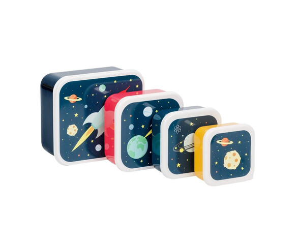 A little lovely company Σετ 4 δοχεία φαγητού Lunch & Snack Box Space