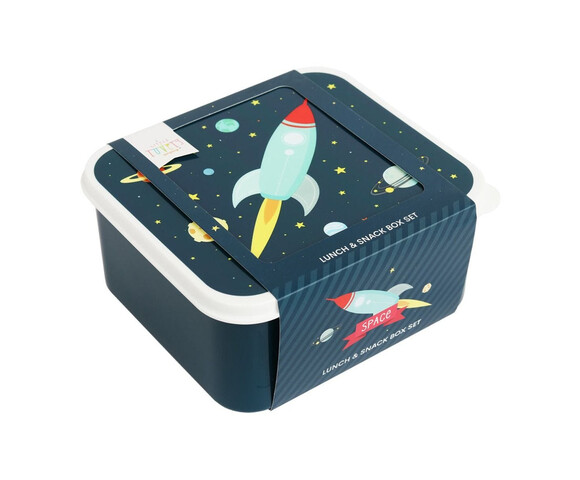 A little lovely company Σετ 4 δοχεία φαγητού Lunch & Snack Box Space