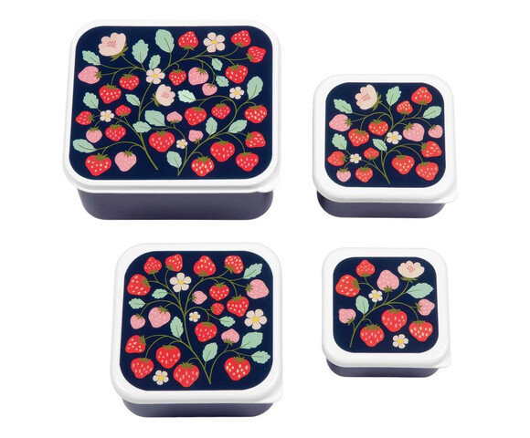 A little lovely company Σετ 4 δοχεία φαγητού Lunch & Snack Box Strawberries