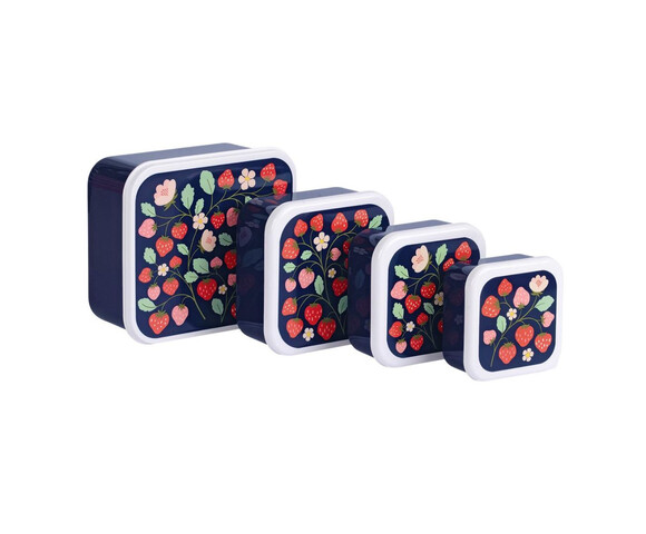 A little lovely company Σετ 4 δοχεία φαγητού Lunch & Snack Box Strawberries