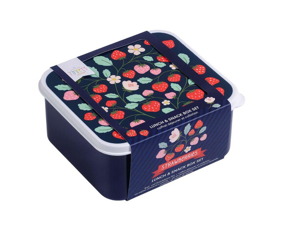 A little lovely company Σετ 4 δοχεία φαγητού Lunch & Snack Box Strawberries