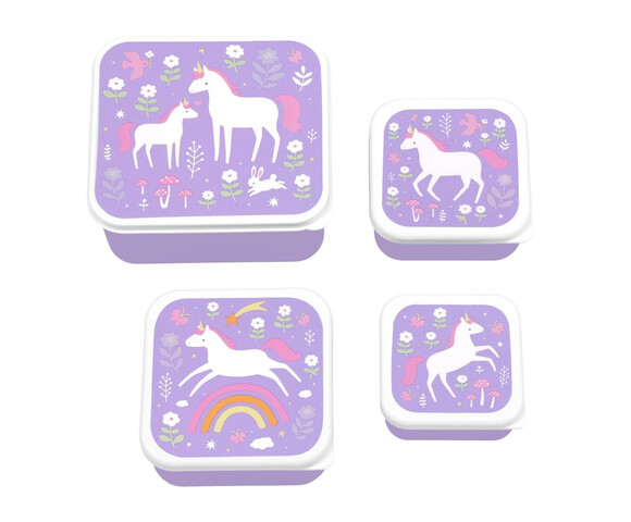 A little lovely company Σετ 4 δοχεία φαγητού Lunch & Snack Box  Unicorn Dreams