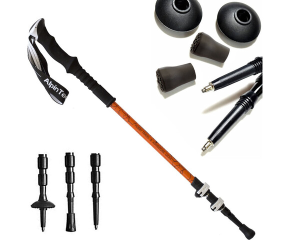 AlpinPro Olympus Τηλεσκοπικά Μπατόν Ορειβασίας Αλουμινίου 2τμχ Πορτοκαλί
