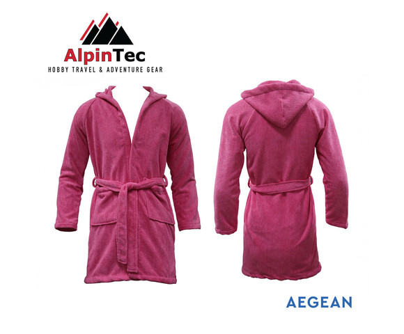 AlpinPro Μπουρνούζι Κολυμβητηρίου Ροζ Microfiber με Κουκούλα