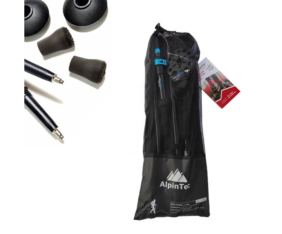 AlpinPro Σπαστά Μπατόν Ορειβασίας από Ανθρακόνημα 2τμχ Μαύρα