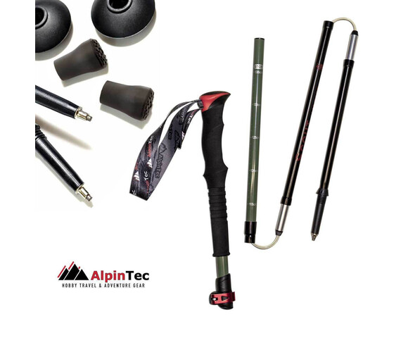 Alpitec Scout Alum Z-poles Χακί Σπαστό Μπατόν Ορειβασίας Αλουμινίου 1τμχ Σκούρο Πράσινο
