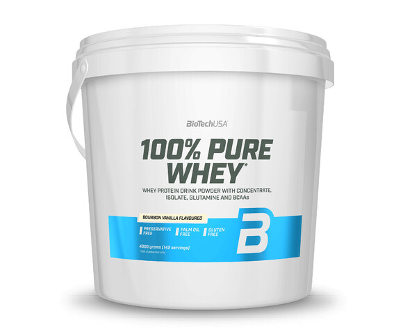 Biotech USA 100% Pure Whey Πρωτεΐνη Ορού Γάλακτος Χωρίς Γλουτένη με Γεύση Bourbon Vanilla  4kg