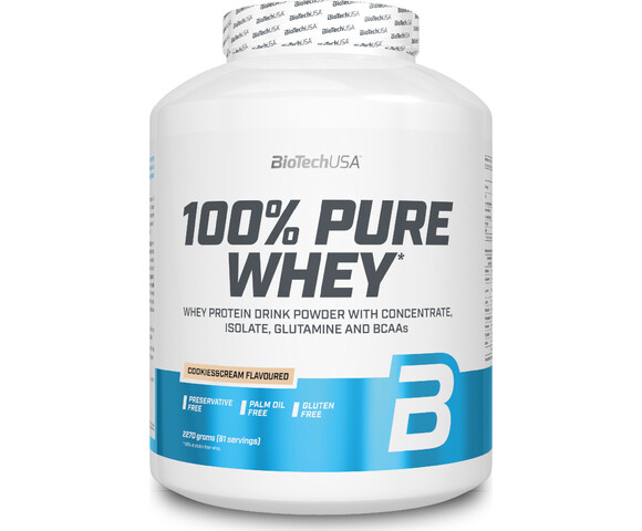 Biotech USA 100% Pure Whey Πρωτεΐνη Ορού Γάλακτος Χωρίς Γλουτένη με Γεύση Cookies & Cream 2270g