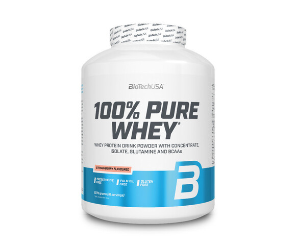 Biotech USA 100% Pure Whey Πρωτεΐνη Ορού Γάλακτος Χωρίς Γλουτένη με Γεύση Φράουλα  2270g