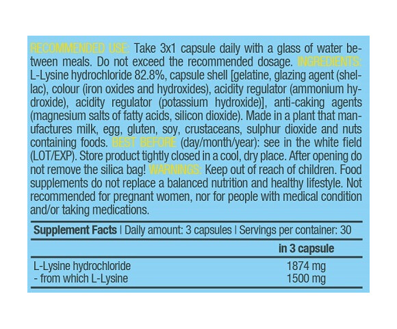 Biotech USA L-Lysine 90 Κάψουλες Unflavoured