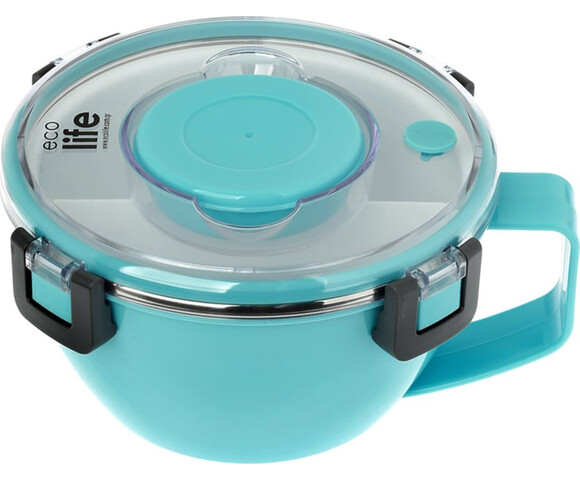Ecolife Double Wall Round Δοχείο Φαγητού Inox Θερμός Μπλε 850ml