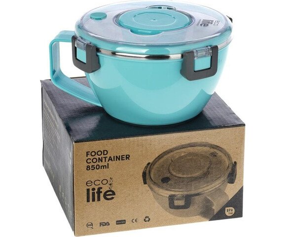 Ecolife Double Wall Round Δοχείο Φαγητού Inox Θερμός Μπλε 850ml