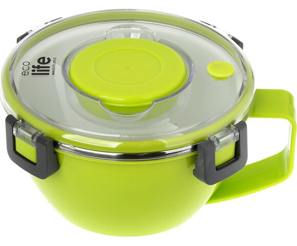 Ecolife Double Wall Round Δοχείο Φαγητού Inox Θερμός Πράσινο 850ml