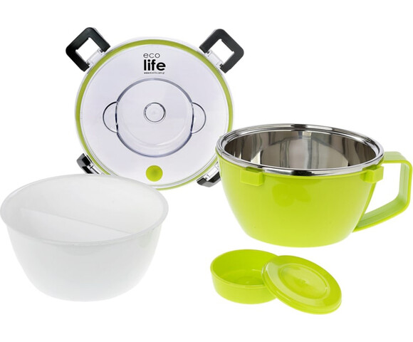 Ecolife Double Wall Round Δοχείο Φαγητού Inox Θερμός Πράσινο 850ml