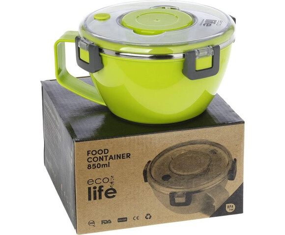 Ecolife Double Wall Round Δοχείο Φαγητού Inox Θερμός Πράσινο 850ml