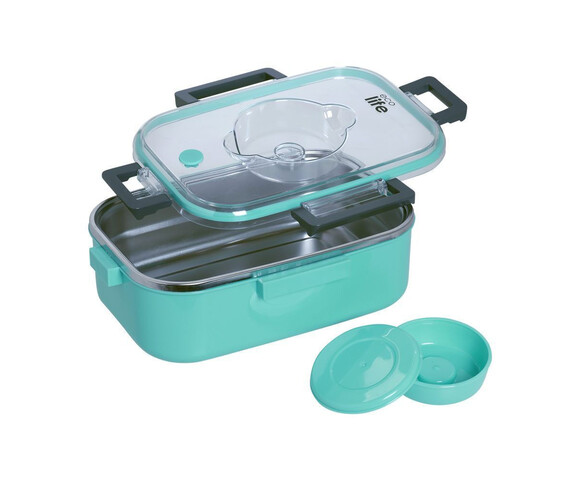 Ecolife Double Wall Ορθογώνιο Δοχείο Φαγητού Inox Θερμός Μπλε 850ml