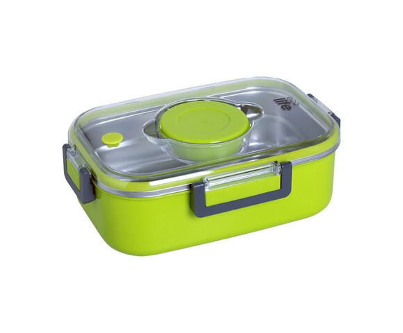 Ecolife Double Wall Ορθογώνιο Δοχείο Φαγητού Inox Θερμός Πράσινο 850ml