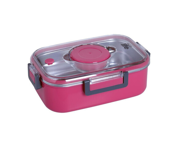 Ecolife Double Wall Ορθογώνιο Δοχείο Φαγητού Inox Θερμός Ροζ 850ml