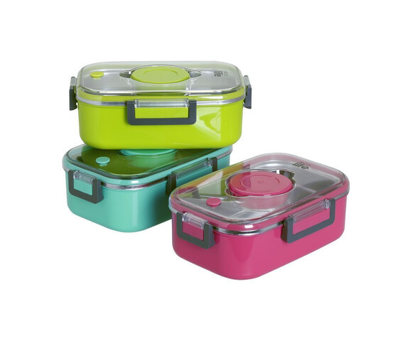 Ecolife Double Wall Ορθογώνιο Δοχείο Φαγητού Inox Θερμός Ροζ 850ml