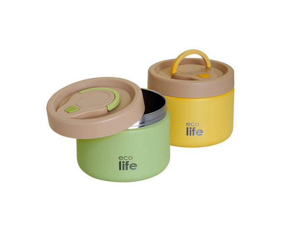Ecolife Round Βρεφικό Θερμός Φαγητού Ανοξείδωτο κίτρινο 650ml